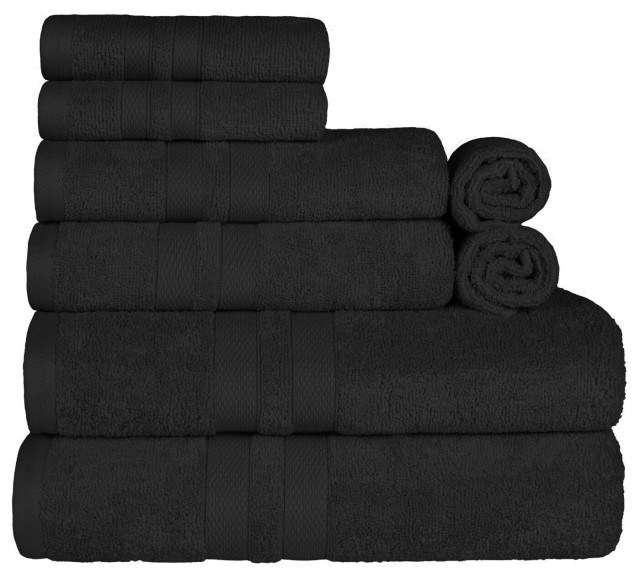 8 Piece Solid Cotton Quick Drying Towel Set Modern Bath Towels by