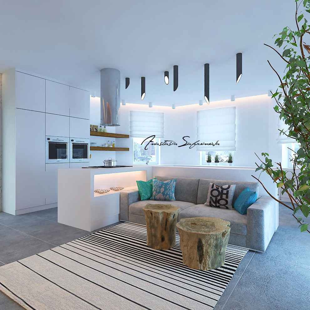 Дизайн интерьера первогот этажа дома в п.Солнечный Берег