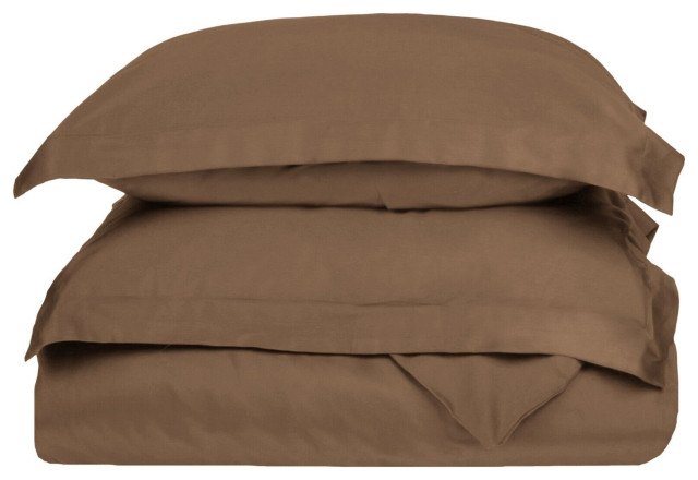 300 Thread Count Duvet Cover and Pillow Sham Set, Taupe, Twin