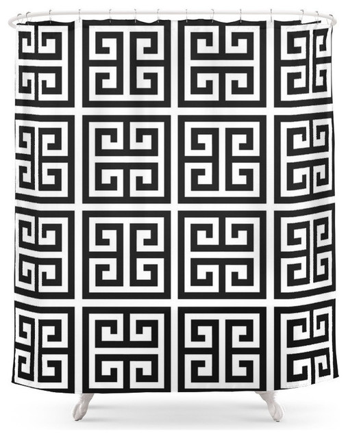 Greek Key 1 Shower Curtain Contemporary Shower Curtains By