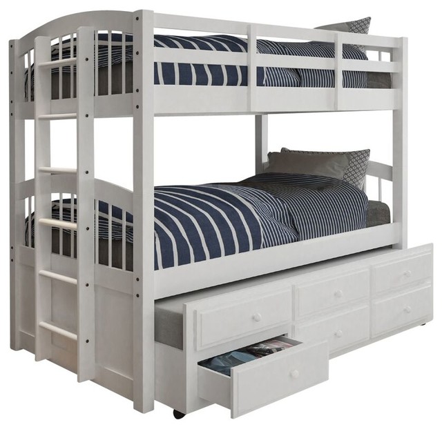Candace White Twin over Twin Combo Bunk Bed Transitional Bunk Beds