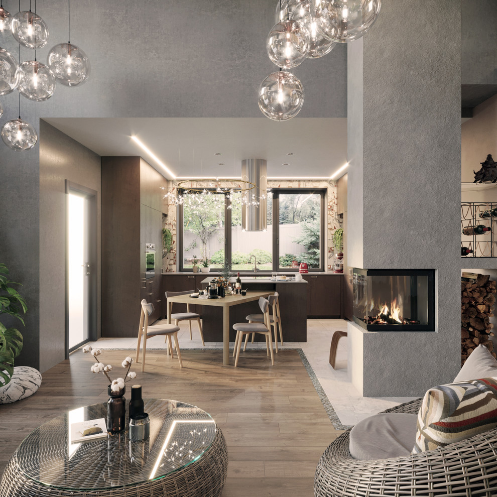 Вид на кухню из гостиной