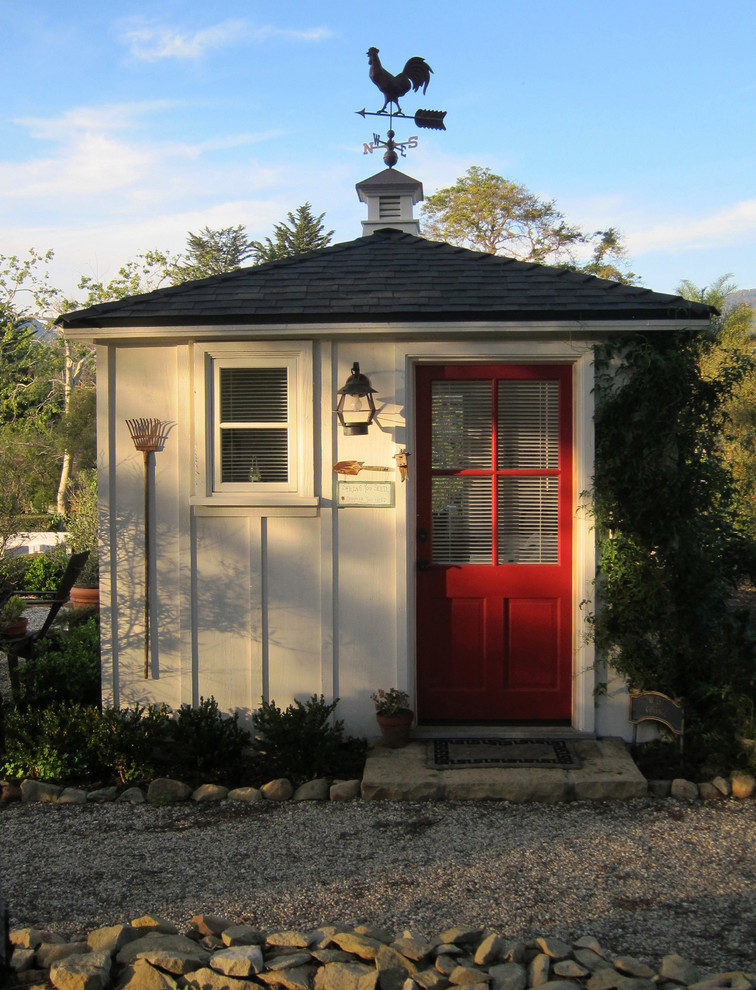 Inspiration for a small country detached garden shed in Santa Barbara.