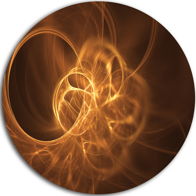 Softly Glowing Circles Golden, Abstract Large Disc Metal Wall Art ...