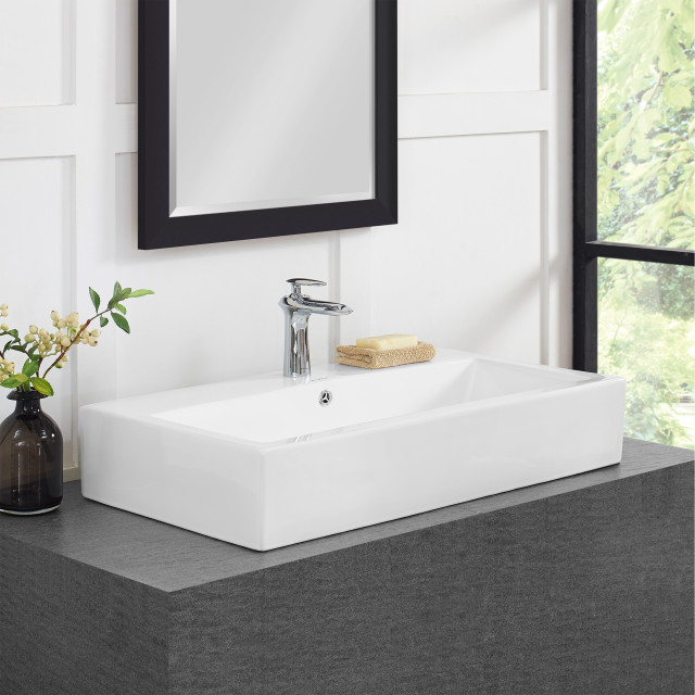 Voltaire Wide Rectangle Vessel Sink Contemporary Bathroom Voltaire Wide Rectangle Vessel Sink