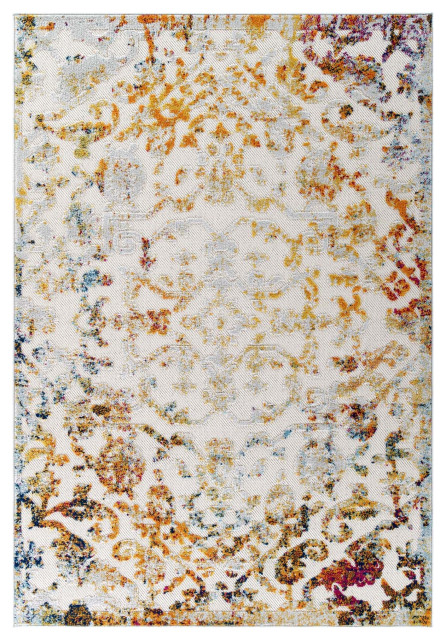 Primrose Vintage Ornate Floral Lattice Indoor/Outdoor Area Rug - 5x8 ...