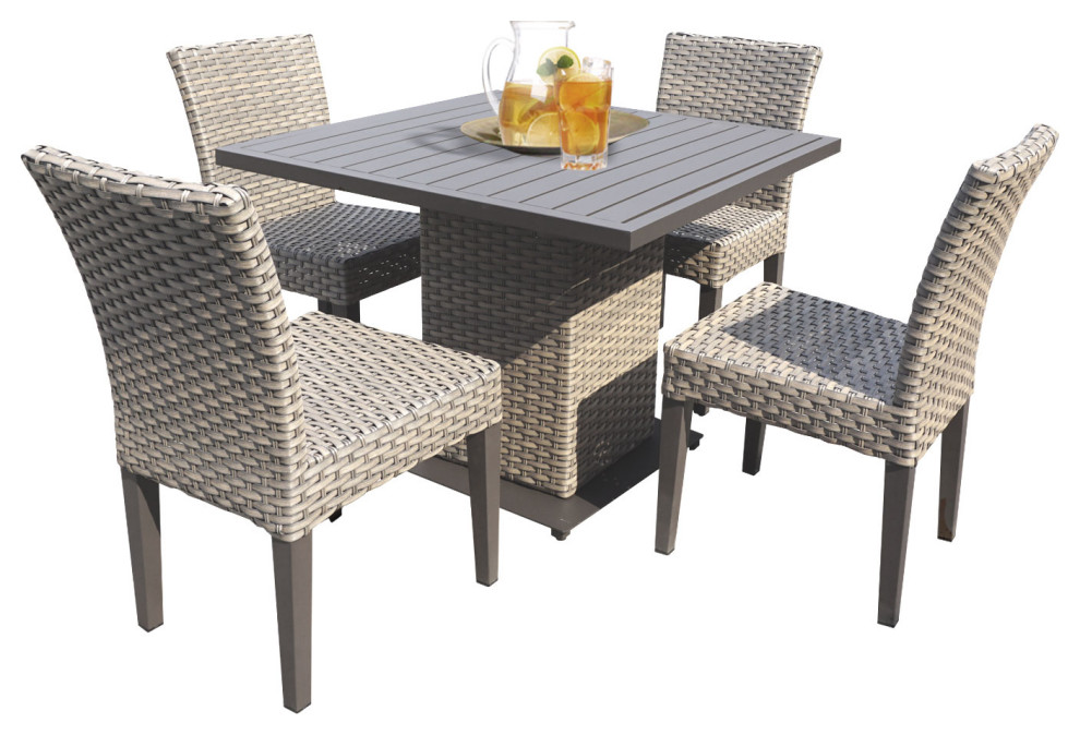 Oasis Square Dining Table with 4 Chairs - Tropical - Outdoor Dining