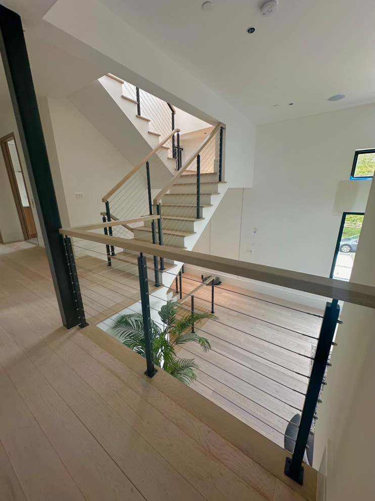 Modern Cable railings - Wood finish