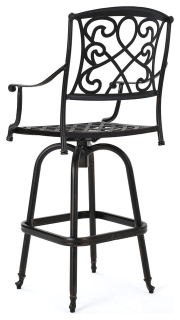 Gdf Studio Paris Copper Finish Cast Aluminum Swivel Single Bar Stool Terranean Outdoor Stools And Counter By Gdfstudio - Paris Cast Aluminum Outdoor Bar Height Bistro Table Gdf Studio Paris Copper Finish Cast Aluminum Swivel Single Bar Stool Terranean Outdoor Stools And Counter By Gdfstudio - Paris Cast Aluminum Outdoor Bar Height Bistro Table