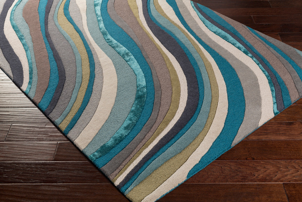 Lounge Modern Teal, Aqua Area Rug Contemporary Area Rugs by Surya