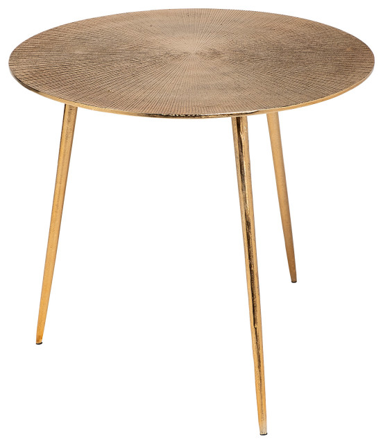 Reva I (Large) Gold Cast Aluminum 3Legged Round Accent Table