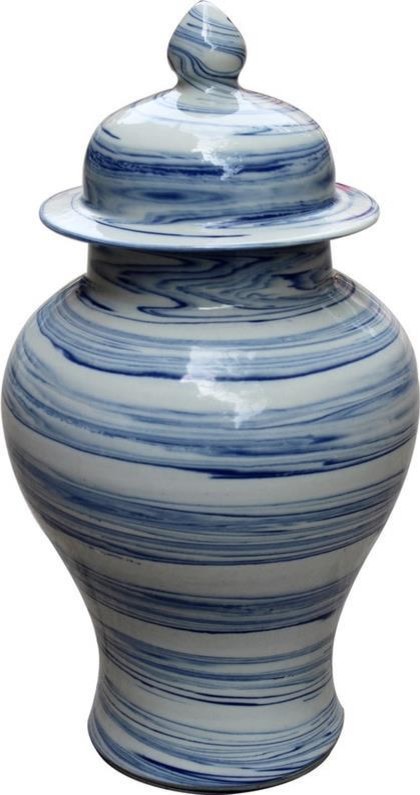 Temple Jar Vase Small Colors May Vary Blue Marbleized White Marble