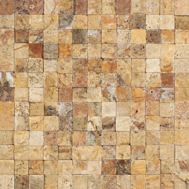 Euro Design Scabos Travertine Mosaic 1 X Split Faced Euro Design Scabos Travertine Mosaic 1 X Split Faced