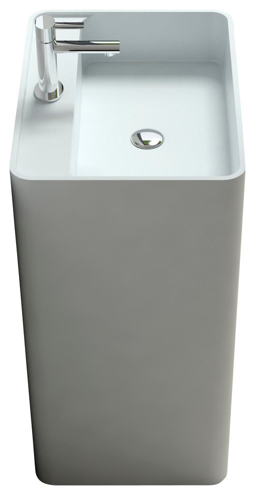 ADM Rectangular Freestanding Pedestal Sink, White, 23" Contemporary
