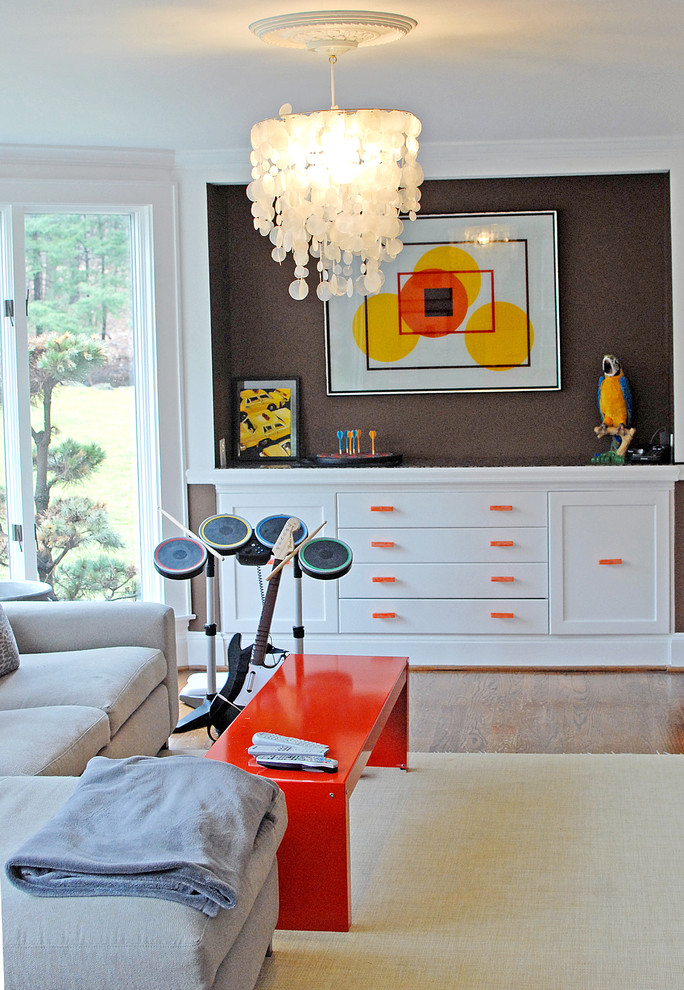 This is an example of an eclectic family room in New York.