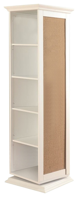 BOWERY HILL 5 Shelf Contemporary Glass Curio Cabinet with Black Ladder Frame