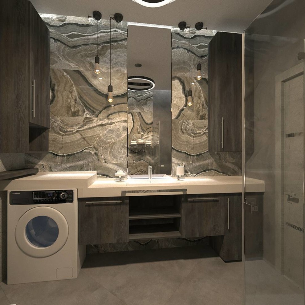 Брутальная ванная в частном доме от Марины Глазыриной