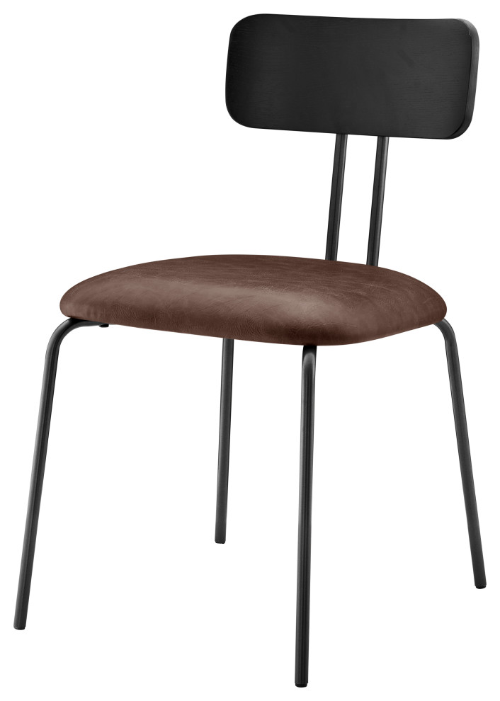 Judith PU Dining Side Chair,, Set of 4, Toasted Dark Brown