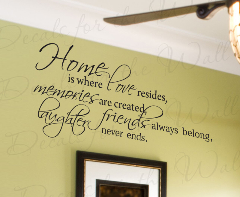 Wall Decal Quote Sticker Vinyl Lettering Home is Where Love Resides Family F65