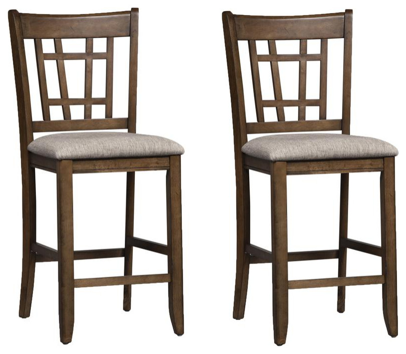 24 Inch Lattice Back Counter ChairSet of 2 Mission Brown