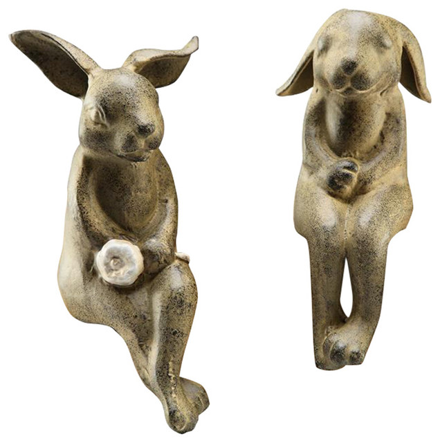 Bunny Shelf Sitters Sculptures Traditional Decorative Objects And