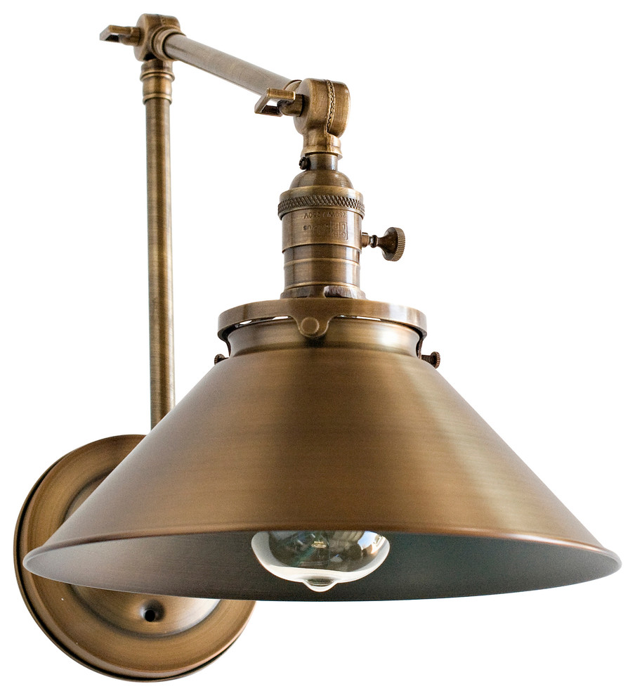 Wall Sconce With Metal Cone Shade and Adjustable Arms