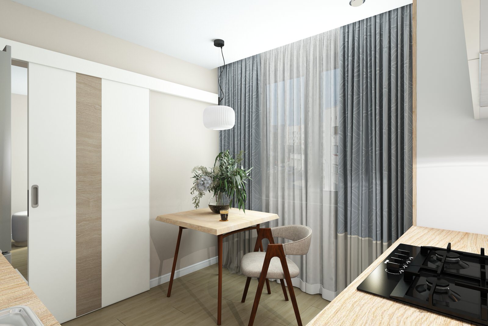 Кухня из проекта трехкомнатной квартиры для семейной пары