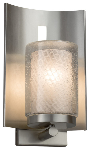Fusion LED Cylinder with Flat Rim Artisan Glass Shade in Opal Embark 1-Light Outdoor Wall Sconce Matte Black Finish