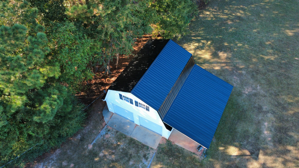 Black Metal Roof Barn Install