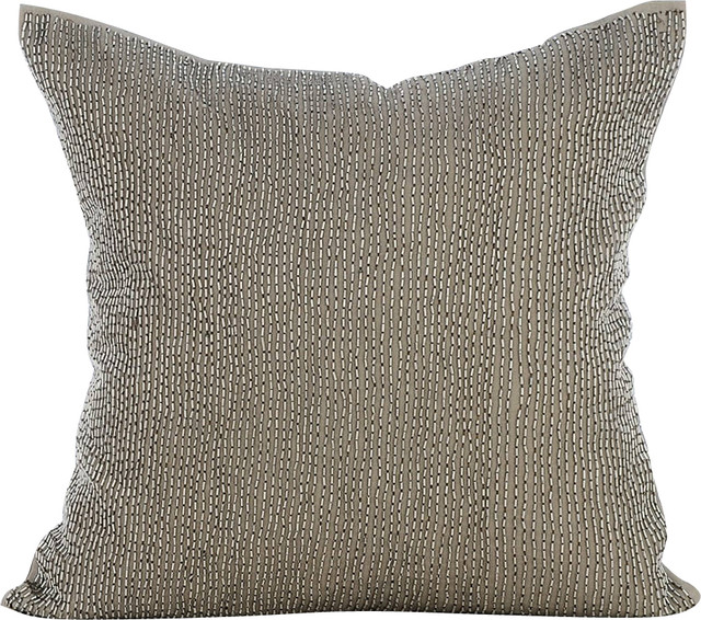 Beige Decorative Pillow Covers Cotton, Taupe Silver Rain Contemporary