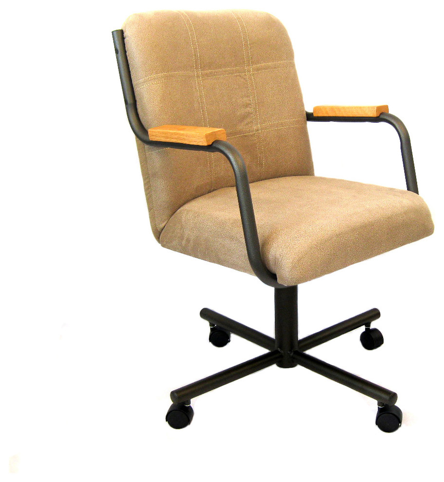 Casual Rolling Caster Dining Chair With Swivel Tilt in Oak ...
