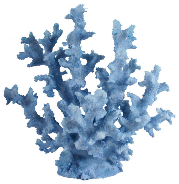 Coral Sculpture Statue Blue, 9.8"x6.5"x10.6"