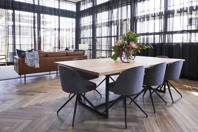 Herringbone Parquetry - Penthouse #5 The Block 2018 contemporary-dining-room