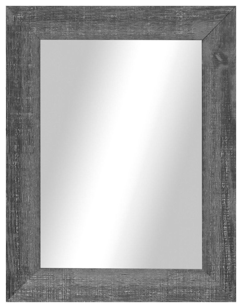 Modern Rustic Wooden Gray Wall Mirror, 39x33 Farmhouse Wall Mirrors