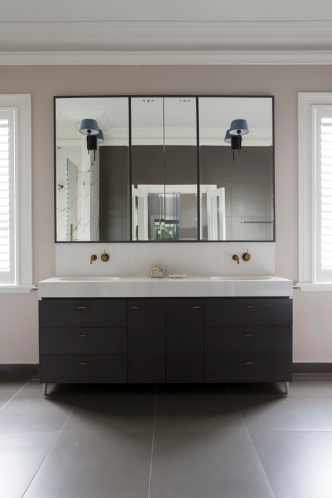 Inspiration for a master bathroom in Sydney with an undermount sink and brown tile.