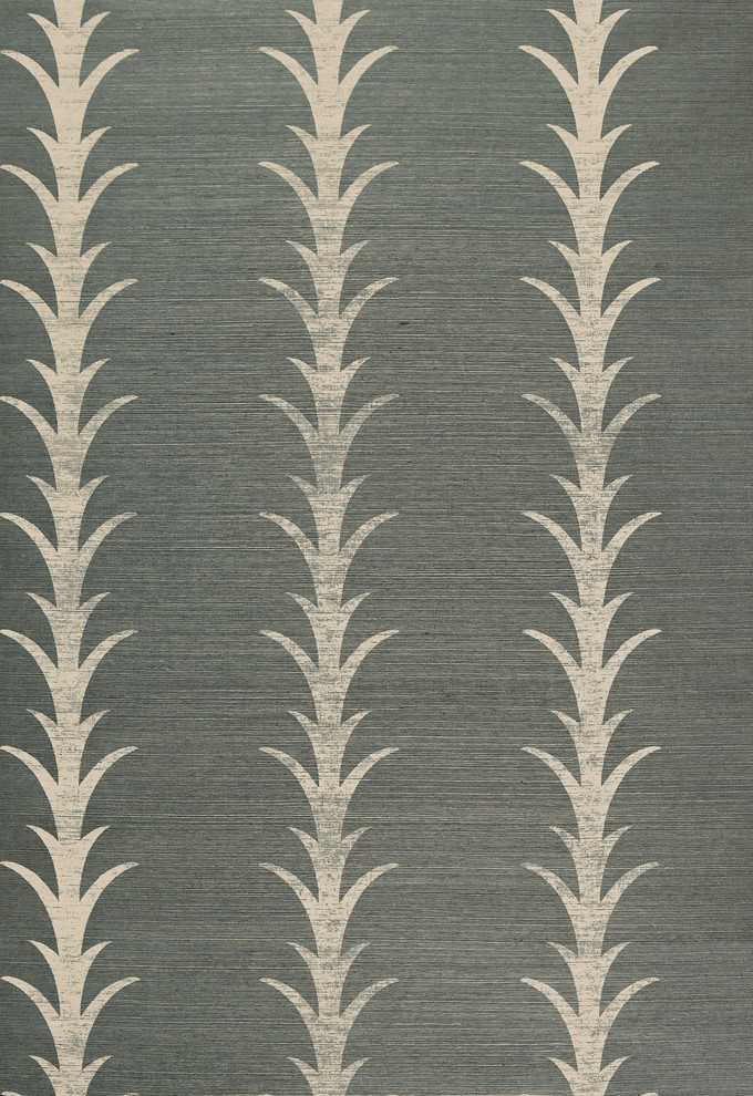 Schumacher Acanthus Stripe Textured Grasscloth Wallpaper, 8 YD Rolls