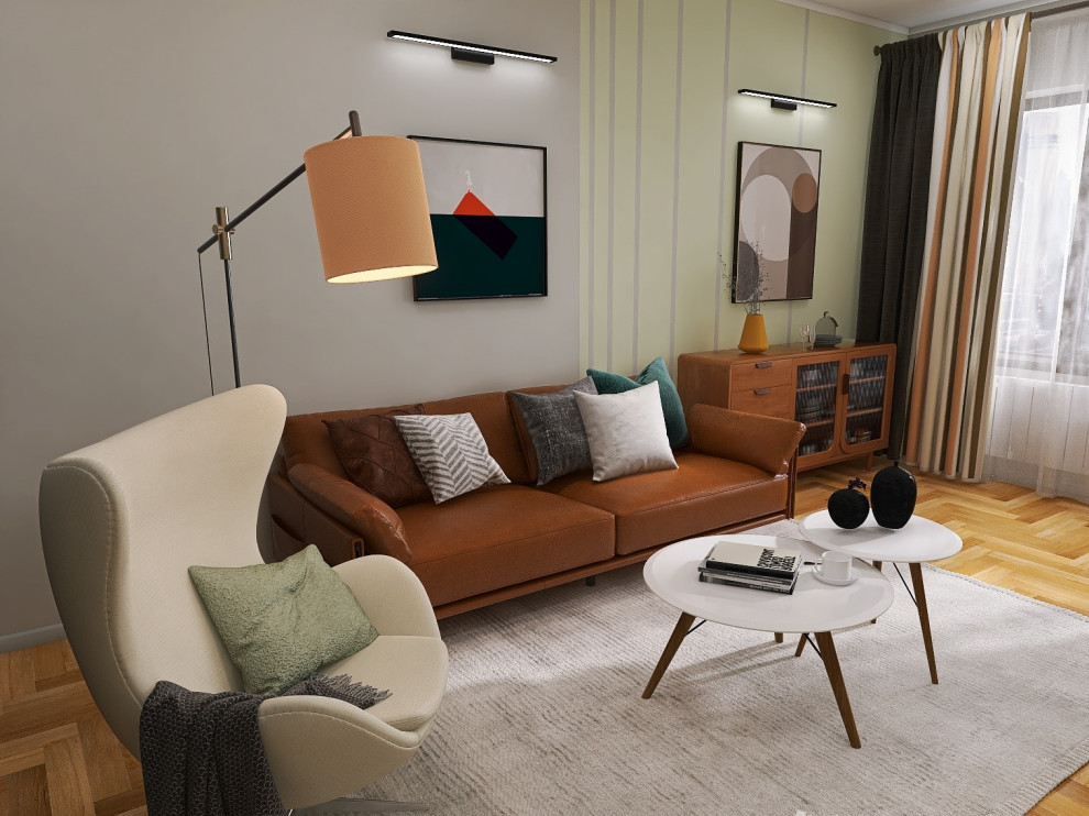 Дизайн-проект двухкомнатной квартиры в стиле mid-century modern