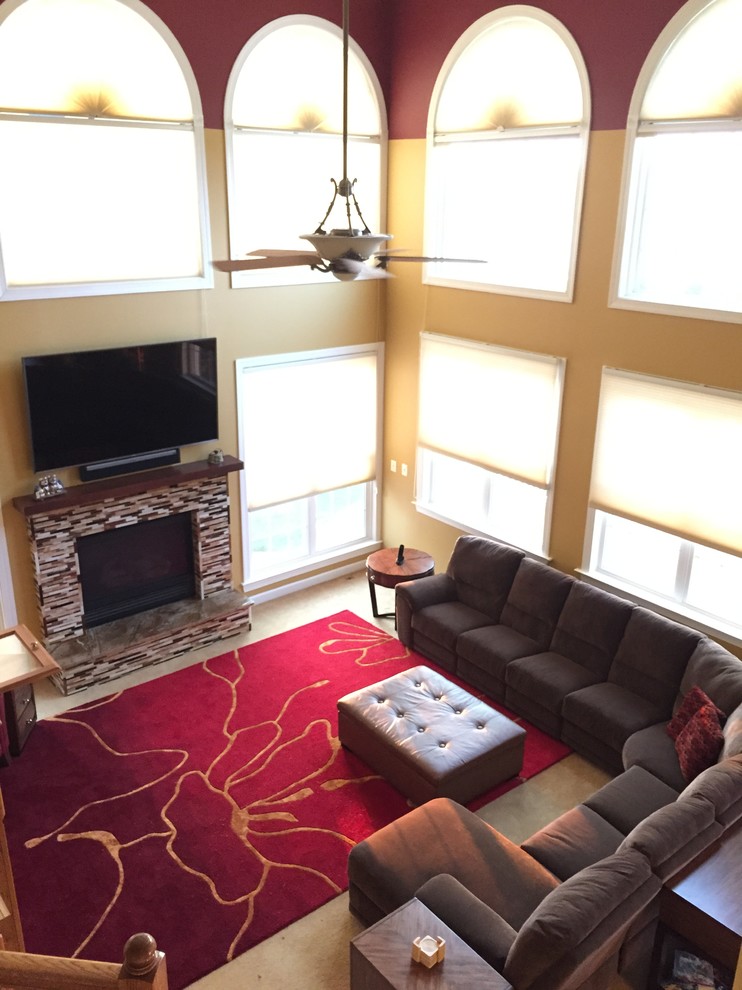 Two-Story Family Room - Made Warm and Cozy