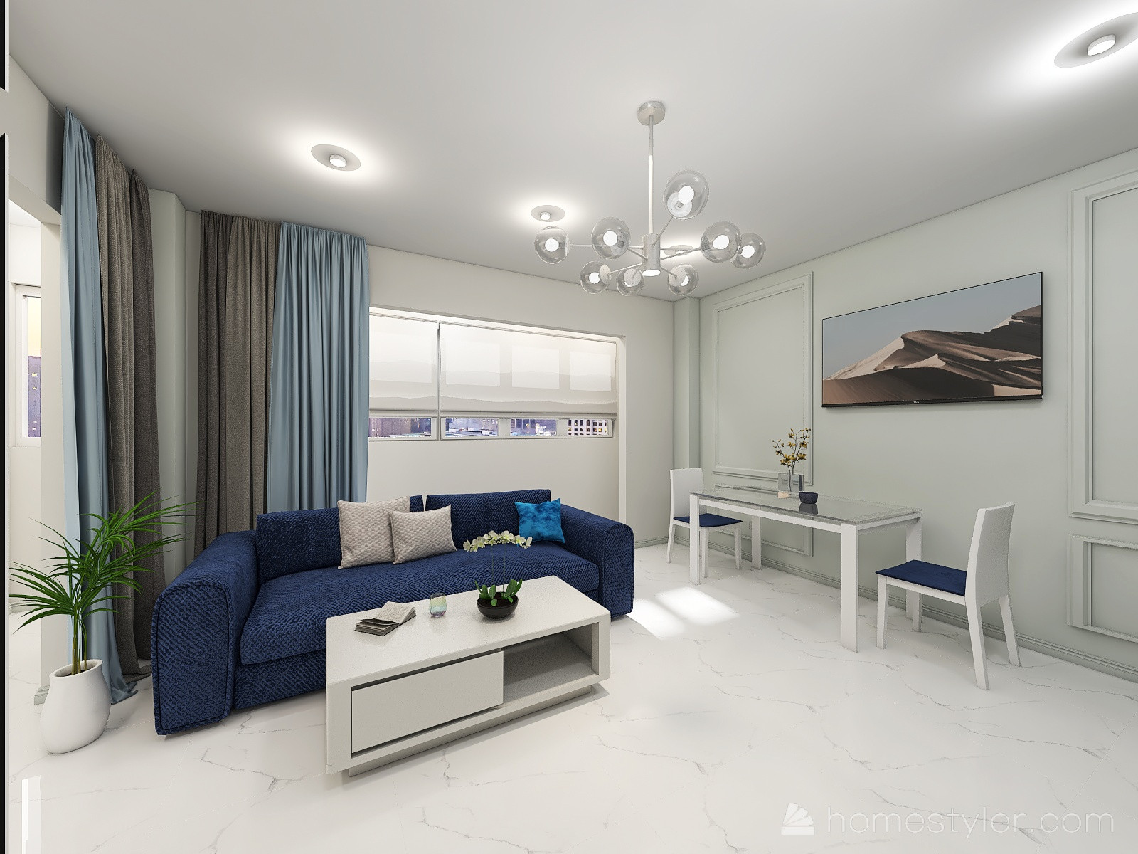 Гостиная на 9 этаже с видом на город (вариант 3)