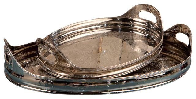 Nickel Etched Oval Tray