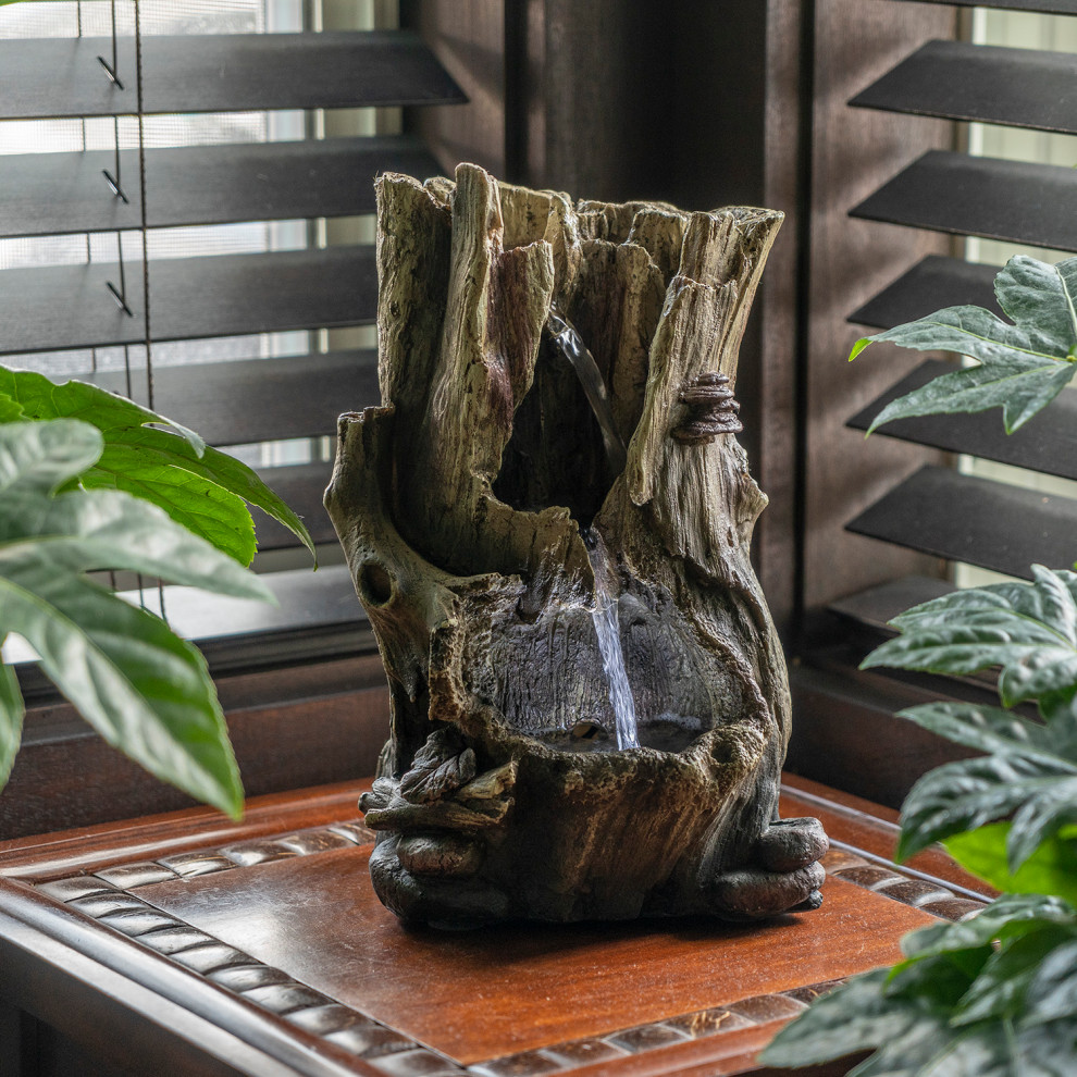 11" Tall Indoor Rainforest Tabletop Fountain with LED Lights