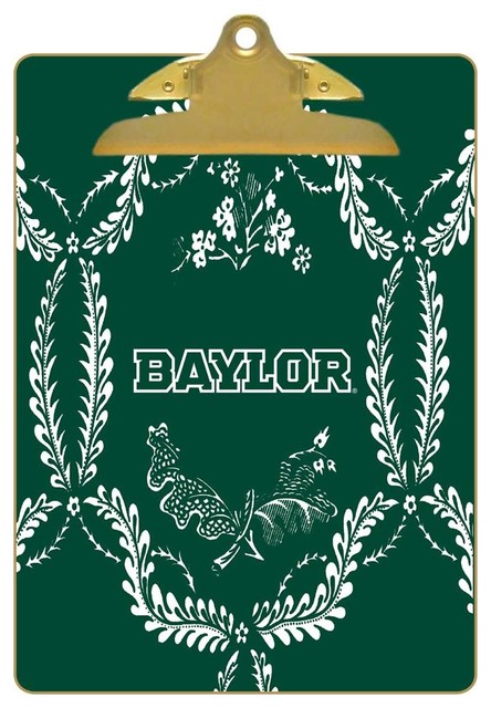 Cb3114 Baylor With Bear Head On Brown Crock Clipboard