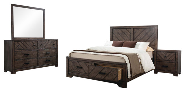 Coaster Lawndale 4 Piece Queen Bedroom Set Weathered Gray Finish