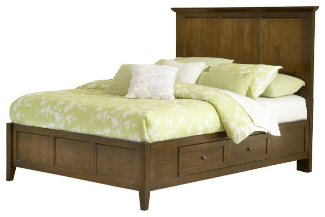 Modus Paragon Full Solid Wood Panel Storage Bed in Truffle