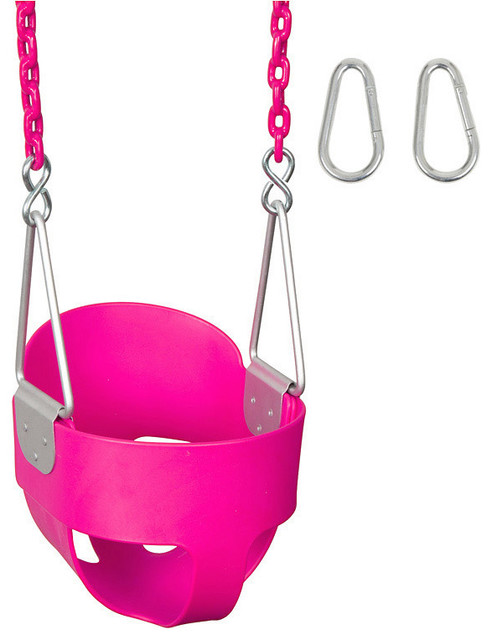 High Back Full Bucket Swing Seat With Coated Chains Pink 8 5