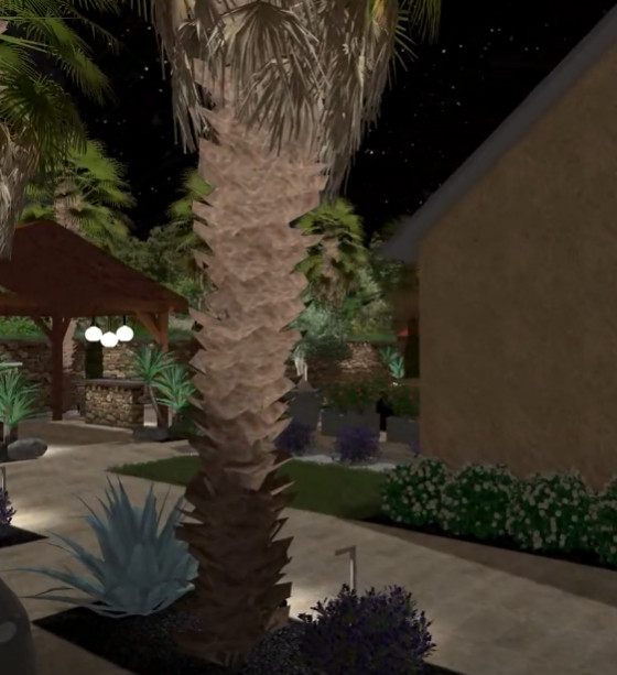 Jardin avec jeu de lumière