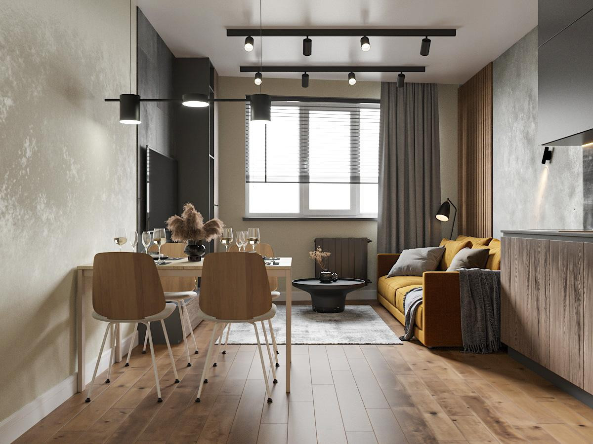 Московская область, Ивантеевка, ЖК "Хлебникоff", кухня-гостиная