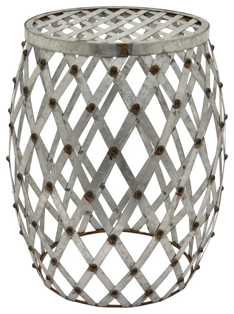 Three Hands Metal Stool Galvanize Gray Farmhouse Accent And Three Hands Metal Stool Galvanize Gray Farmhouse Accent And Garden Stools By Corp