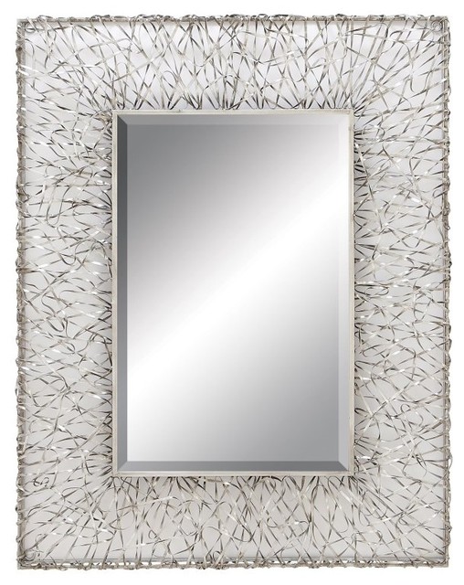 Industrial Silver Metal Wall Mirror 54307, 33" x 2" x 43