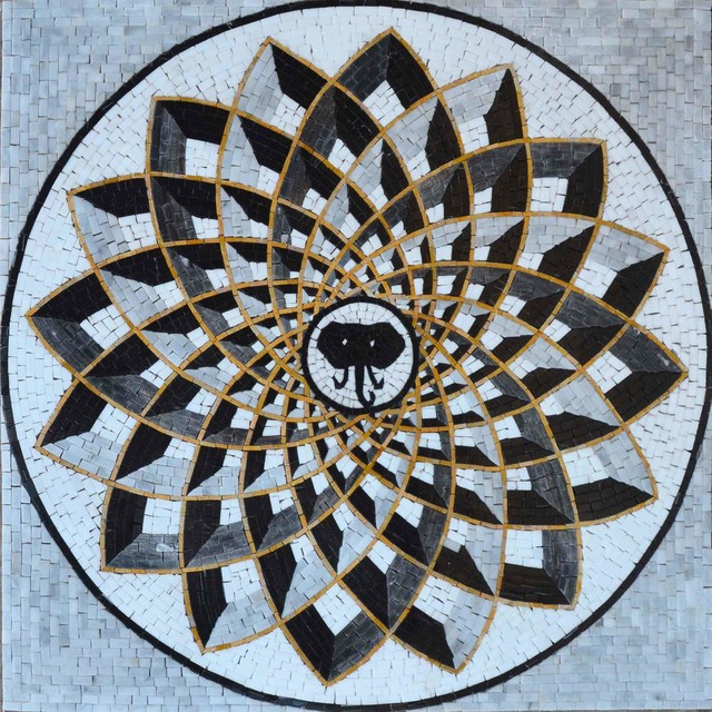 24/" Handmade Geometric Floral Pattern Motif Pool Garden Home Decor Marble Mosaic